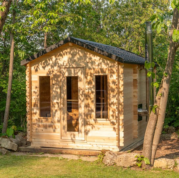 CT Georgian Cabin Sauna with Changeroom and Flat Floor Plate - Outdoor Elevate - LeisureCraft - Wood Burning Saunas