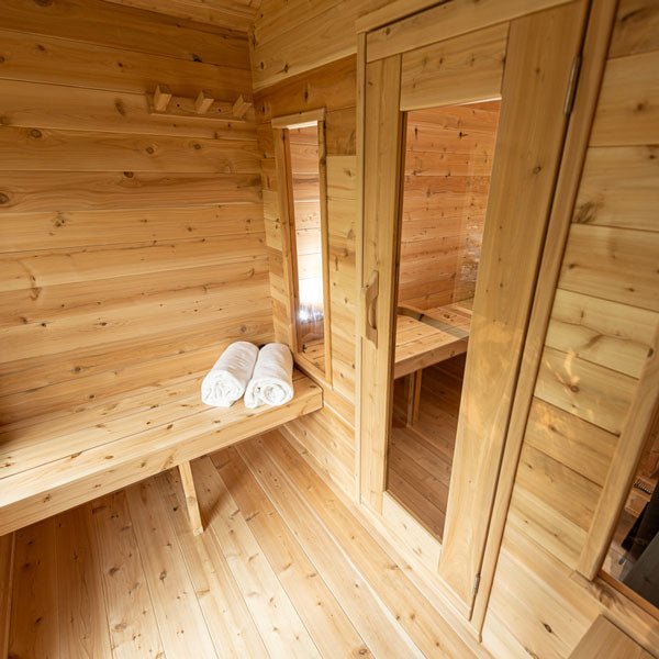 CT Georgian Cabin Sauna with Changeroom and Flat Floor Plate - Outdoor Elevate - LeisureCraft - Wood Burning Saunas