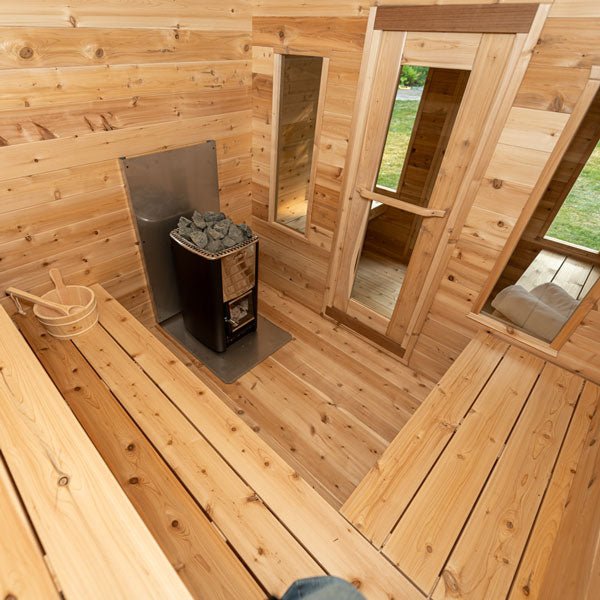 CT Georgian Cabin Sauna with Changeroom and Flat Floor Plate - Outdoor Elevate - LeisureCraft - Wood Burning Saunas