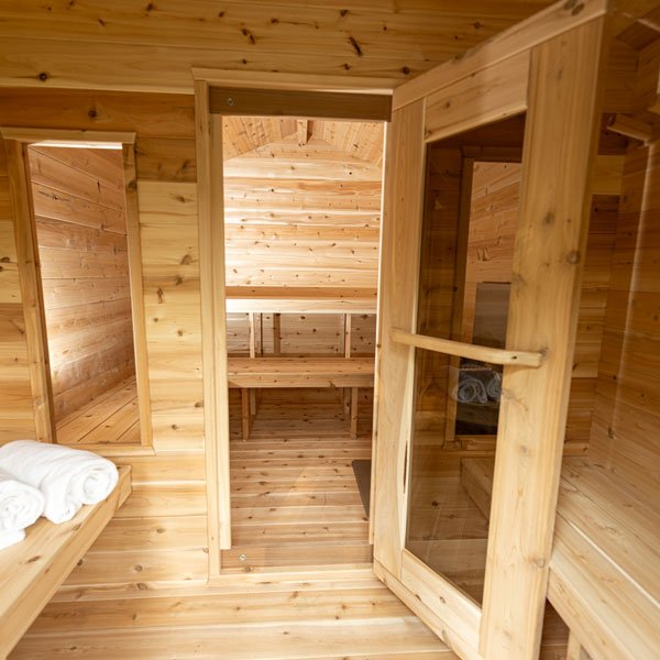 CT Georgian Cabin Sauna with Private Changeroom – Scandinavian Elegance & Relaxation - Outdoor Elevate - LeisureCraft - Wood Burning Saunas