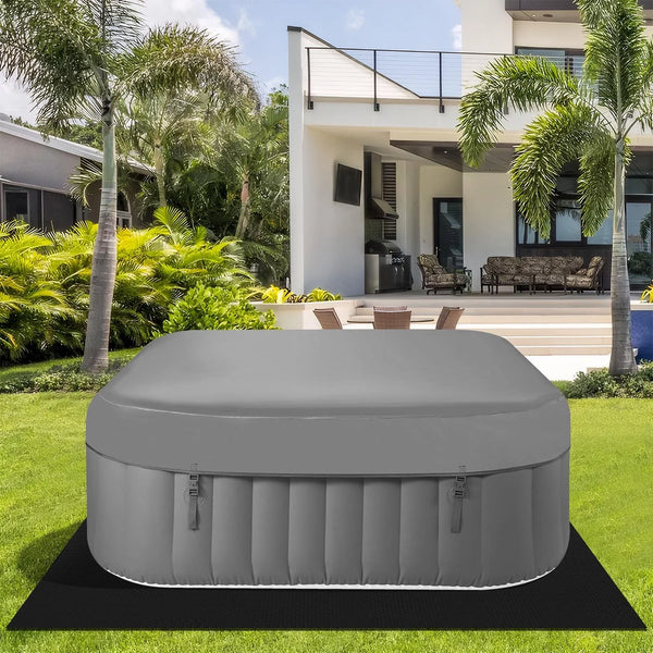 Inflatable Hot Tub Designed for Outdoor Relaxation, 73 Inch Square, 130 Massage Jets, 6 Person Capacity