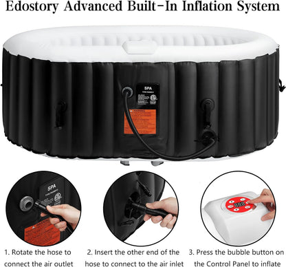 2-Person Inflatable Oval Hot Tub with 90 Bubble Jets, Black