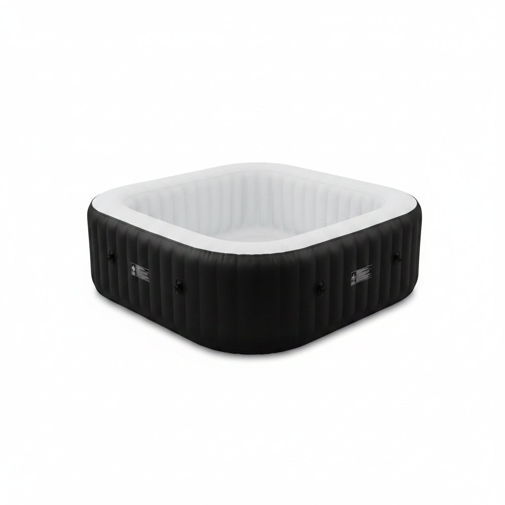 4-6 Person Inflatable Hot Tub, Square Blow up Portable Hot Tub, Leak-Proof PVC Outdoor Spa with 130 Strong Air Jets, Heater Pump and Insulated Cover, 73” X 73”X 25”