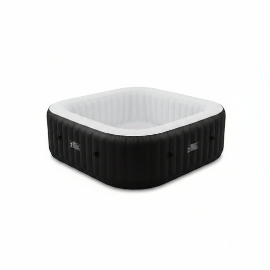 4-6 Person Inflatable Hot Tub, Square Blow up Portable Hot Tub, Leak-Proof PVC Outdoor Spa with 130 Strong Air Jets, Heater Pump and Insulated Cover, 73” X 73”X 25”