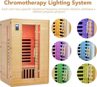 2024 Upgrade 2 Person Sauna, Low EMF 6 Heating Plate Infrared Physical Therapy Wooden Dry Steam Sauna with MP3 Auxiliary Connection, Dual Controls, Iron Shirt Wall Plate, Home Spa Day Use, Gift