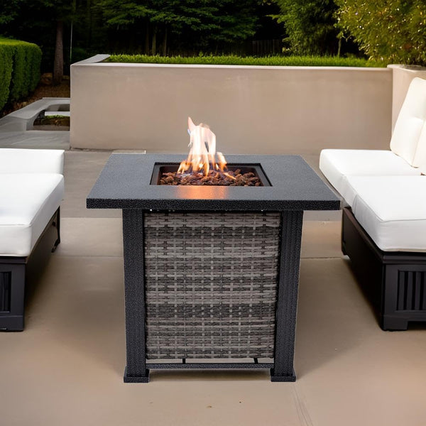 Propane Fire Pit Table Built for Outdoor Gatherings, 50,000 BTU Heat Output, 28-Inch Square Design, CSA Certified