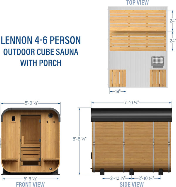 Traditional Cedar Sauna Built for Outdoor Wellness, 4-6 Person Capacity, Wi-Fi Control, 9kW Heater