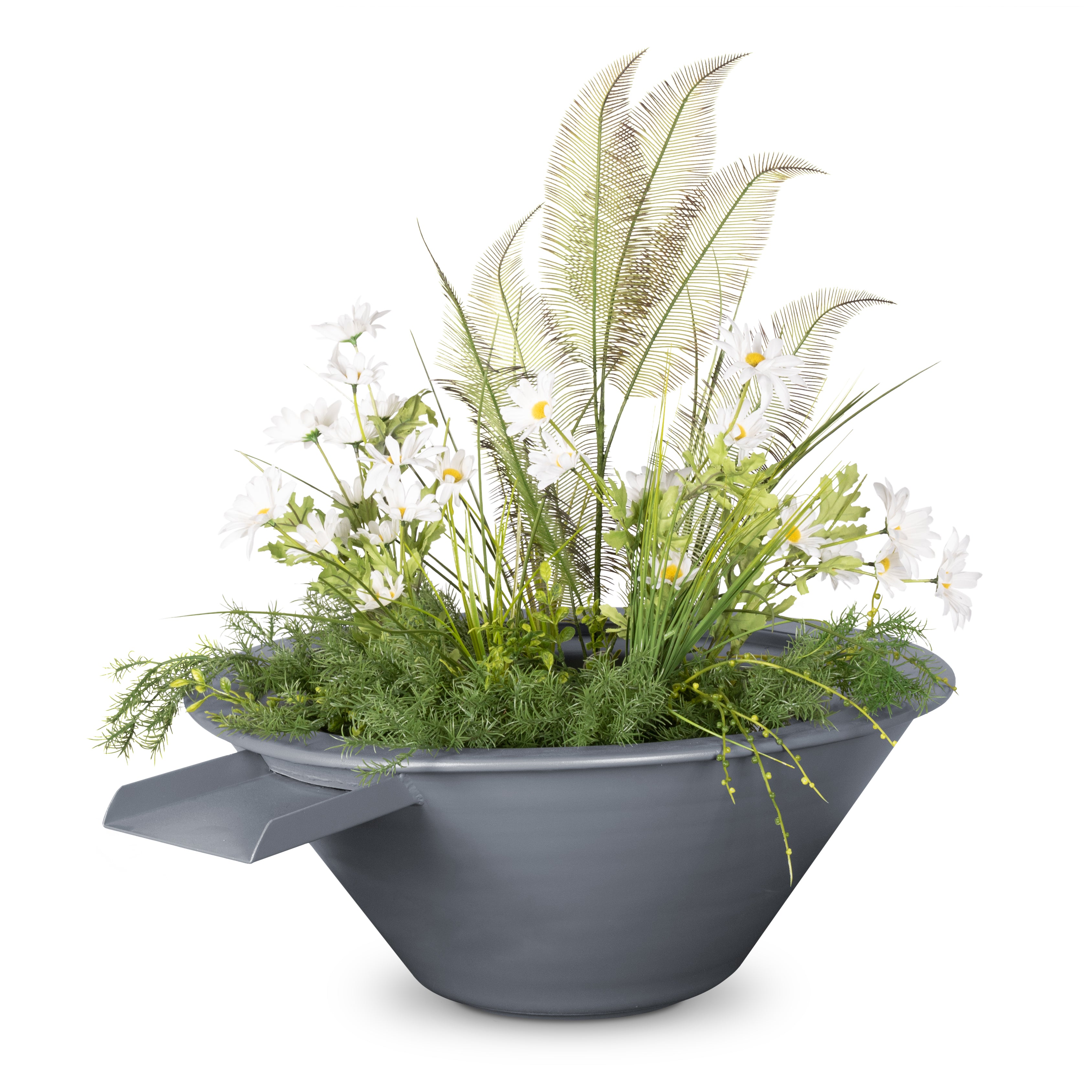 Outdoor Plus Round Cazo Planter & Water Bowl - Powder Coated Metal