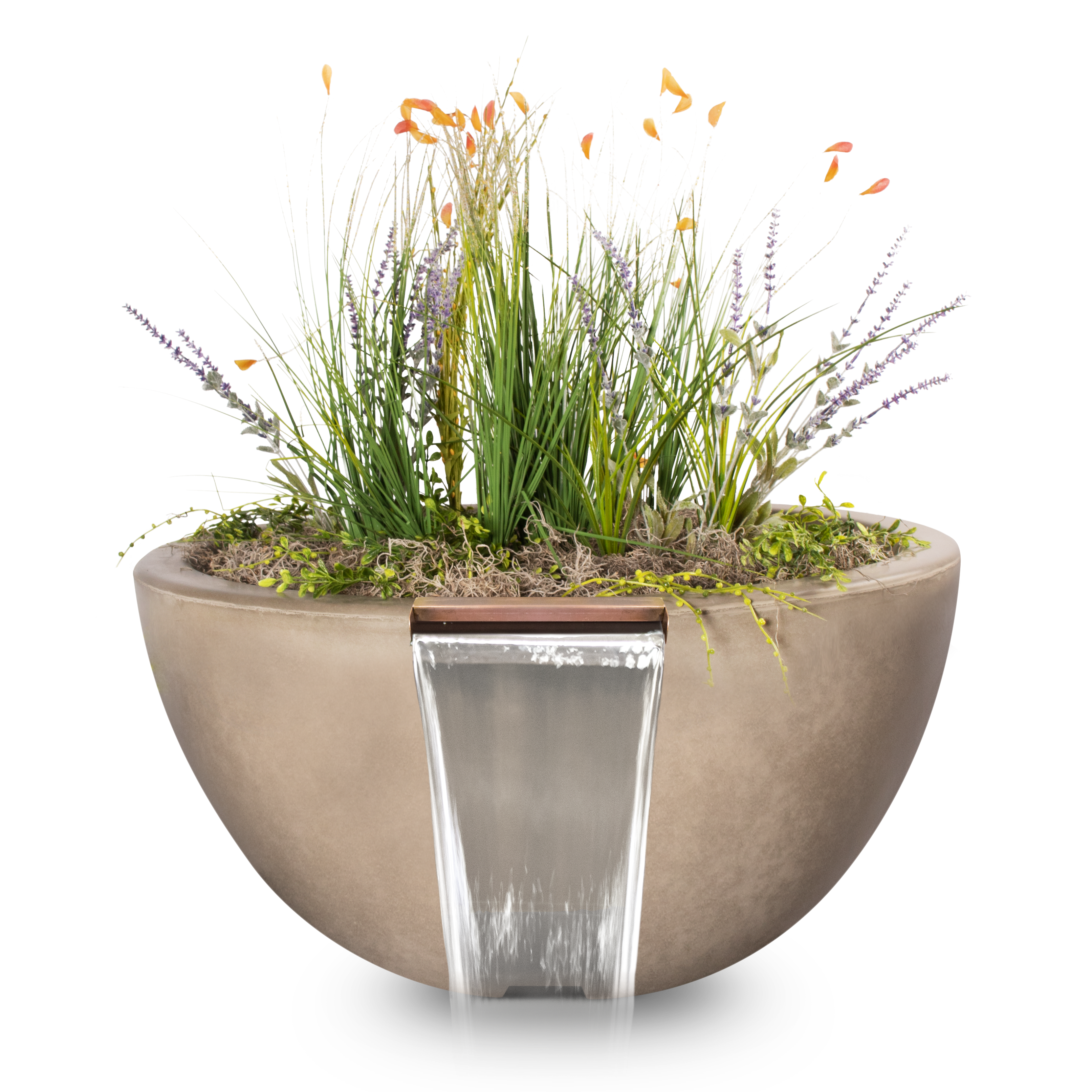 Outdoor Plus Round Luna Planter & Water Bowl - GFRC Concrete