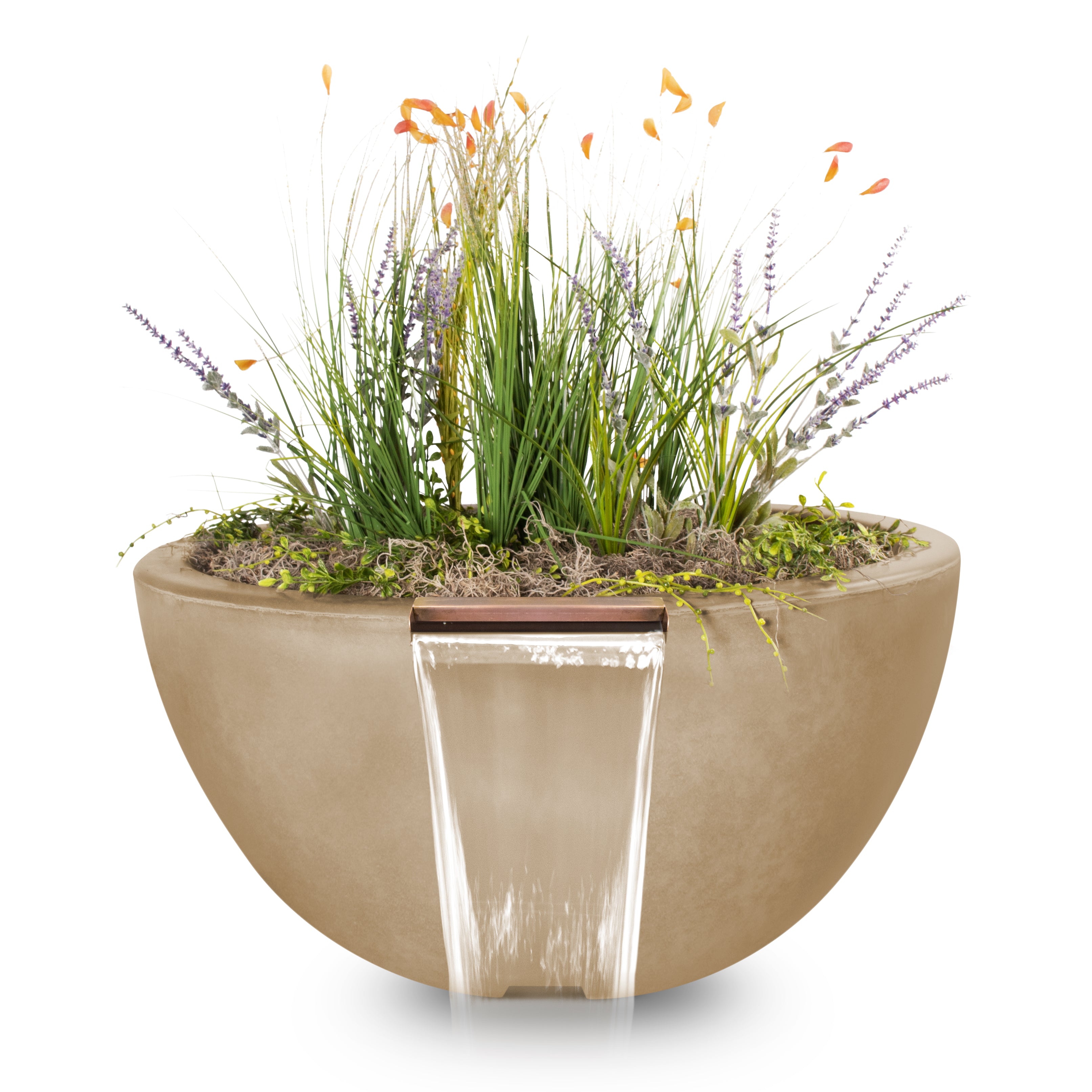 Outdoor Plus Round Luna Planter & Water Bowl - GFRC Concrete