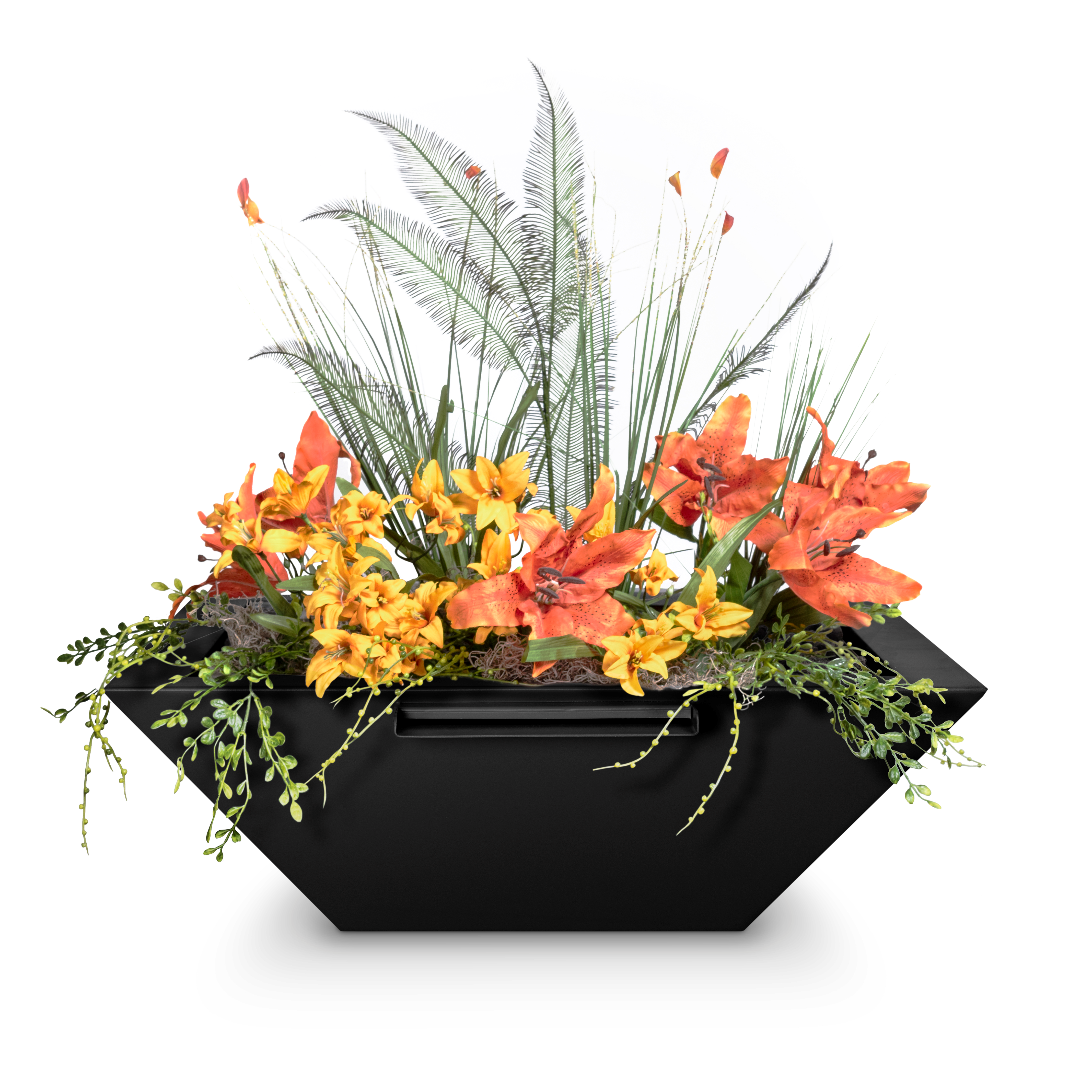 Outdoor Plus Square Maya Planter & Water Bowl - Powder Coated Metal