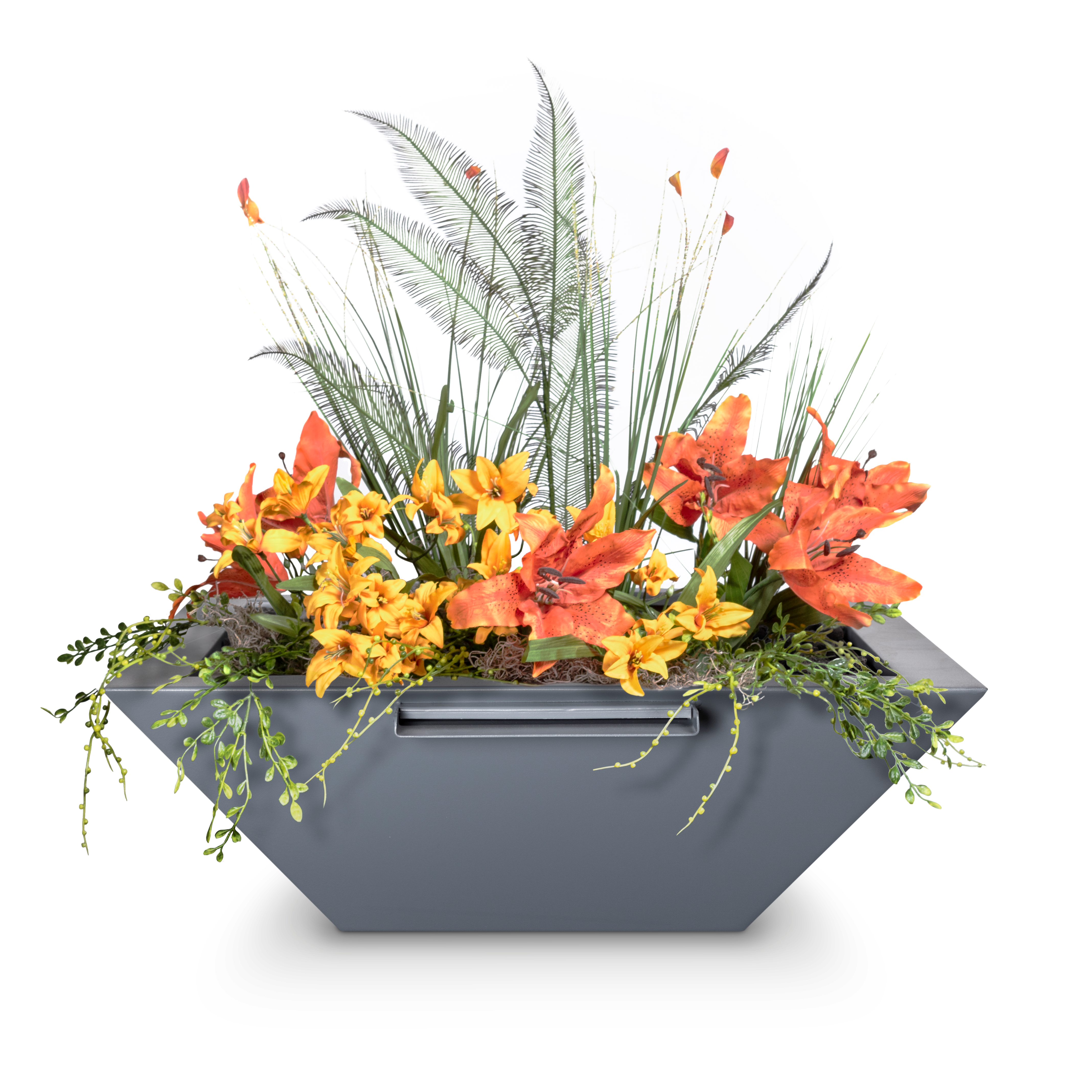 Outdoor Plus Square Maya Planter & Water Bowl - Powder Coated Metal