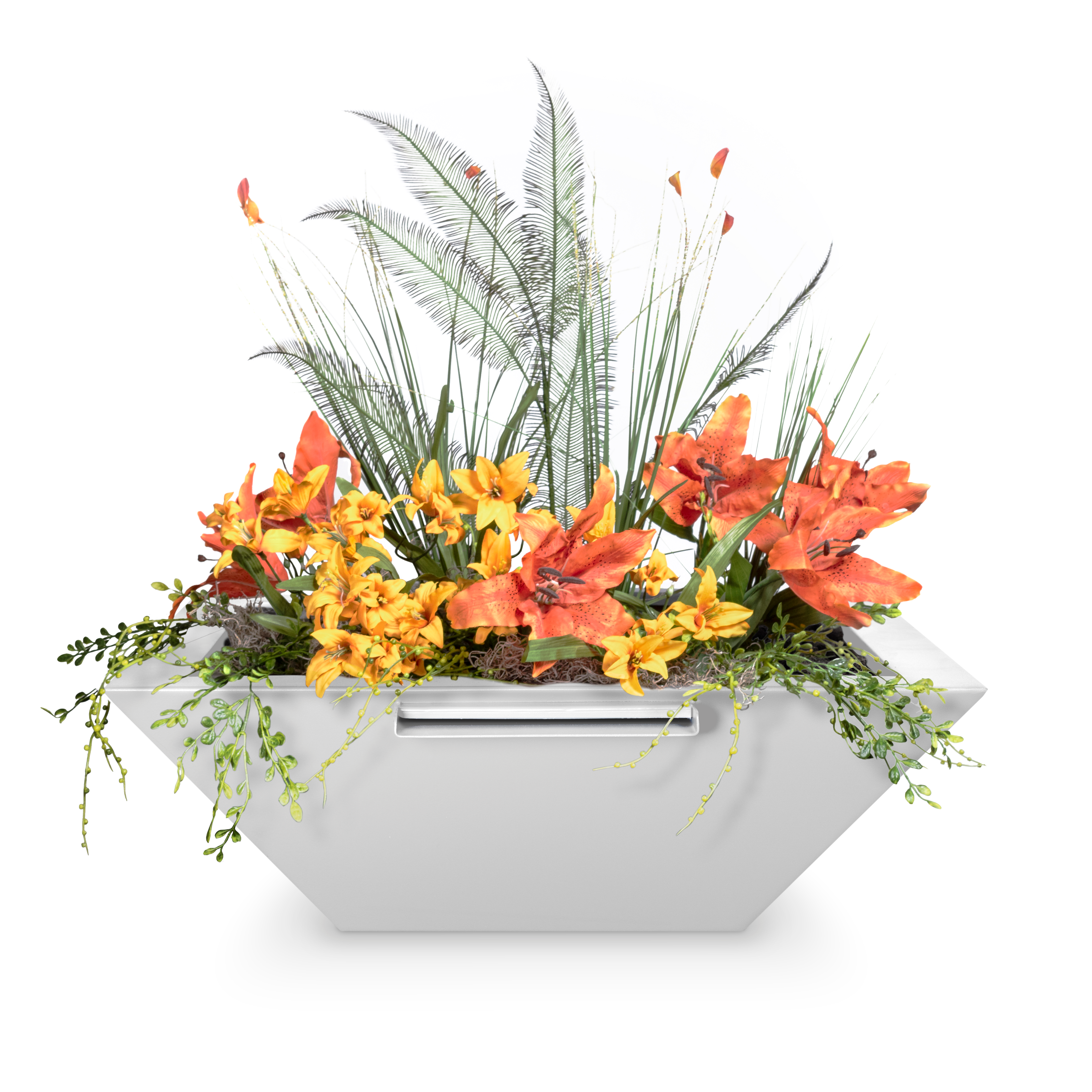 Outdoor Plus Square Maya Planter & Water Bowl - Powder Coated Metal