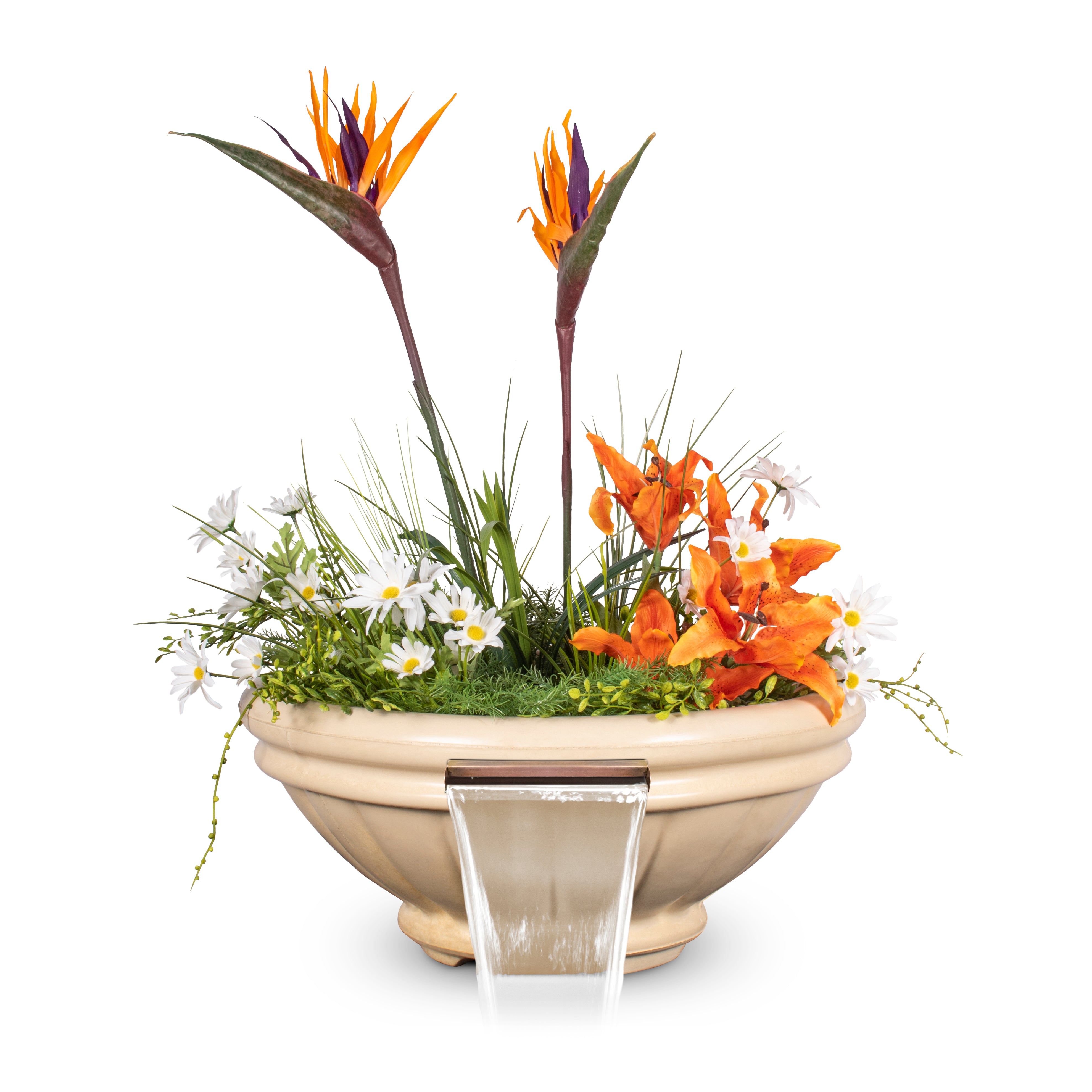 Outdoor Plus Round Roma Planter & Water Bowl - GFRC Concrete