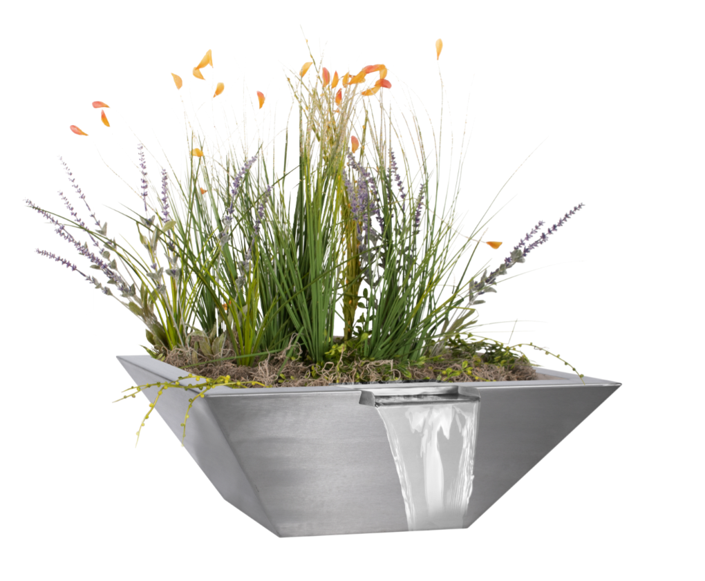 Outdoor Plus Maya Stainless Steel Planter & Water Bowl