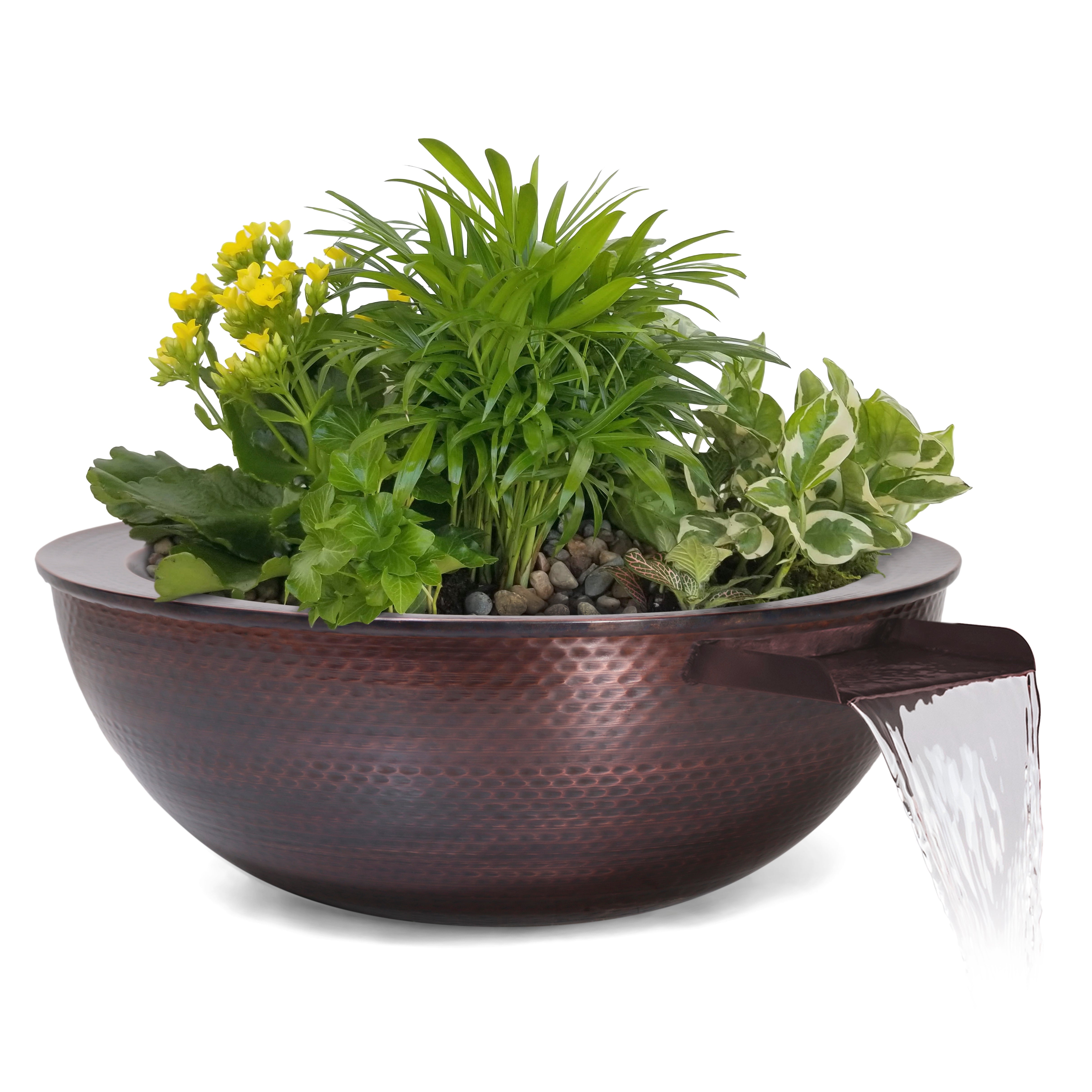 Outdoor Plus Sedona Hammered Copper Planter & Water Bowl