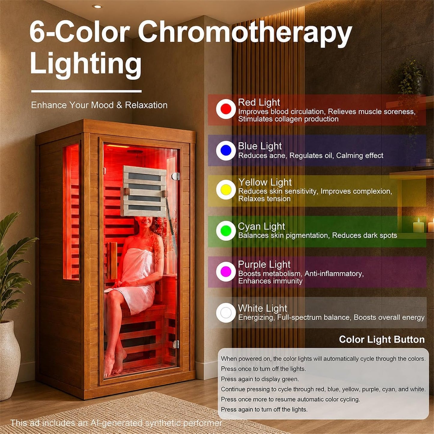 Infrared Sauna with Fda-Certified Red Light Therapy 660Nm & 850Nm
