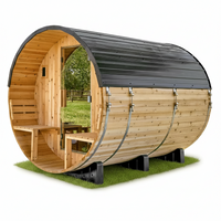 Traditional Cedar Barrel Sauna Built for Year-Round Use, 4-6 Person, 9kW Electric Heater, WiFi Control