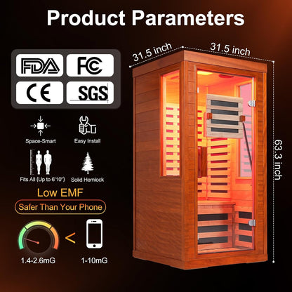 Infrared Sauna with Fda-Certified Red Light Therapy 660Nm & 850Nm