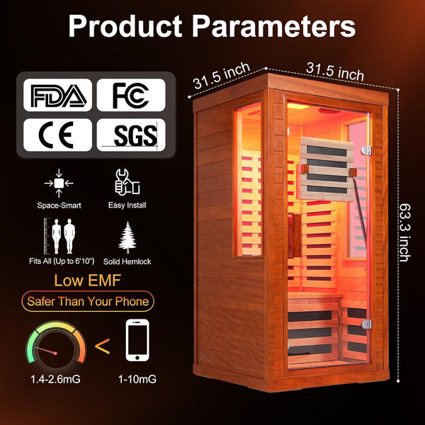 Infrared Sauna with Fda-Certified Red Light Therapy 660Nm & 850Nm