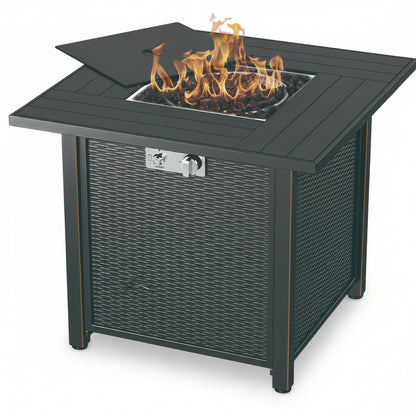 Propane Fire Pit 30 Inch Outdoor Gas Fire Pit | Steel Fire Table with Lid | Patio Fire Pit Table & Outdoor Fire Pir Propane for Deck, Garden & Backyard | Powerful Propane Outdoor Fire Pit 50,000 BTU