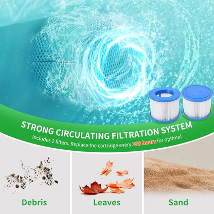 4-6 Person Inflatable Hot Tub, Square Blow up Portable Hot Tub, Leak-Proof PVC Outdoor Spa with 130 Strong Air Jets, Heater Pump and Insulated Cover, 73” X 73”X 25”