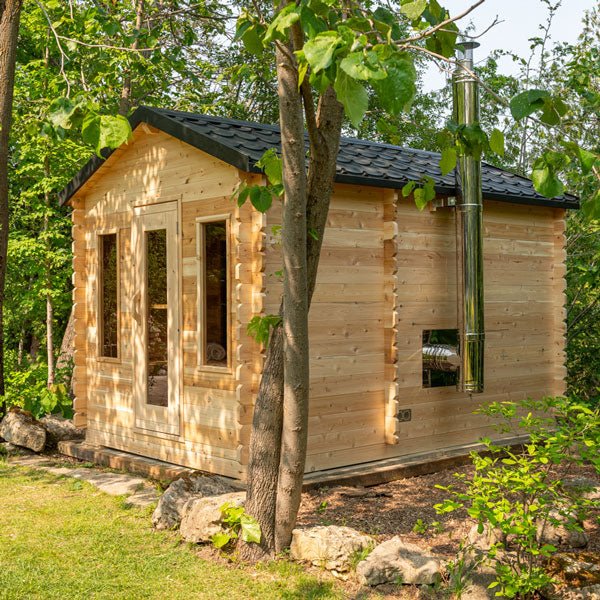 CT Georgian Cabin Sauna with Changeroom and Flat Floor Plate - Outdoor Elevate - LeisureCraft - Wood Burning Saunas