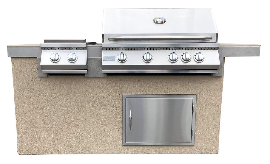 Antigua 6' BBQ Island with Built-In Grill, Side Burner & Bar