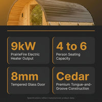 Backyard Discovery Paxton 4-6 Person Traditional Cedar Outdoor Barrel Sauna with Electric Sauna Heater, Front Porch, Sauna Rocks, Dry Heat, Steam Sauna, LED Lights, Wi-Fi Panel, Sauna Accessories — Results & Stats
