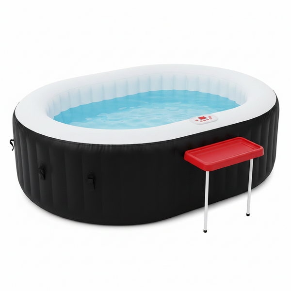 2-Person Inflatable Oval Hot Tub with 90 Bubble Jets, Black