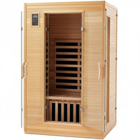 2024 Upgrade 2 Person Sauna, Low EMF 6 Heating Plate Infrared Physical Therapy Wooden Dry Steam Sauna with MP3 Auxiliary Connection, Dual Controls, Iron Shirt Wall Plate, Home Spa Day Use, Gift