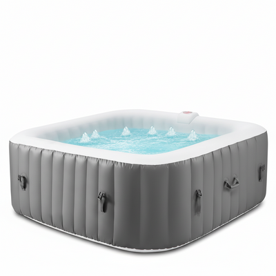 Inflatable Hot Tub Designed for Outdoor Relaxation, 73 Inch Square, 130 Massage Jets, 6 Person Capacity