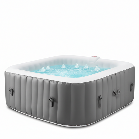 Inflatable Hot Tub Designed for Outdoor Relaxation, 73 Inch Square, 130 Massage Jets, 6 Person Capacity